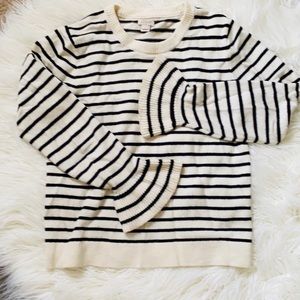 J Crew Black & White Striped Sweater - Medium